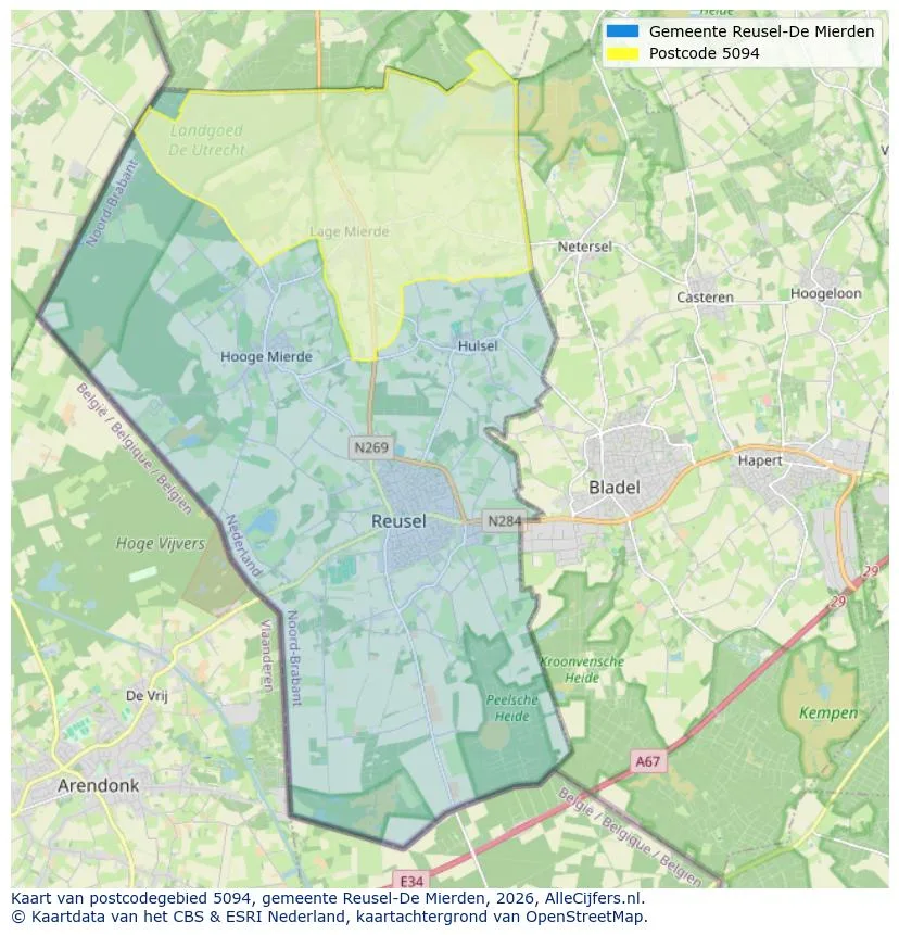 Postcodekaart voor 5094