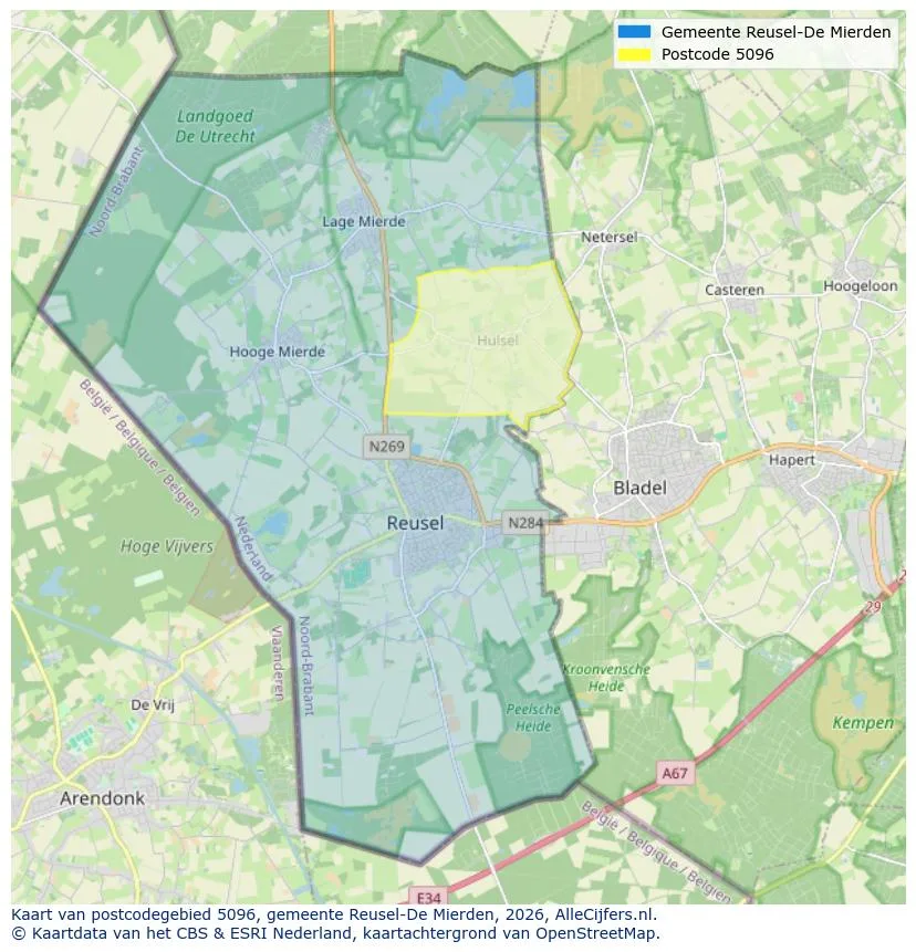 Postcodekaart voor 5096