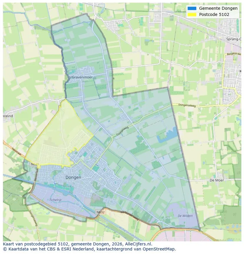 Postcodekaart voor 5102