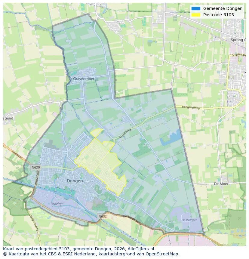 Postcodekaart voor 5103