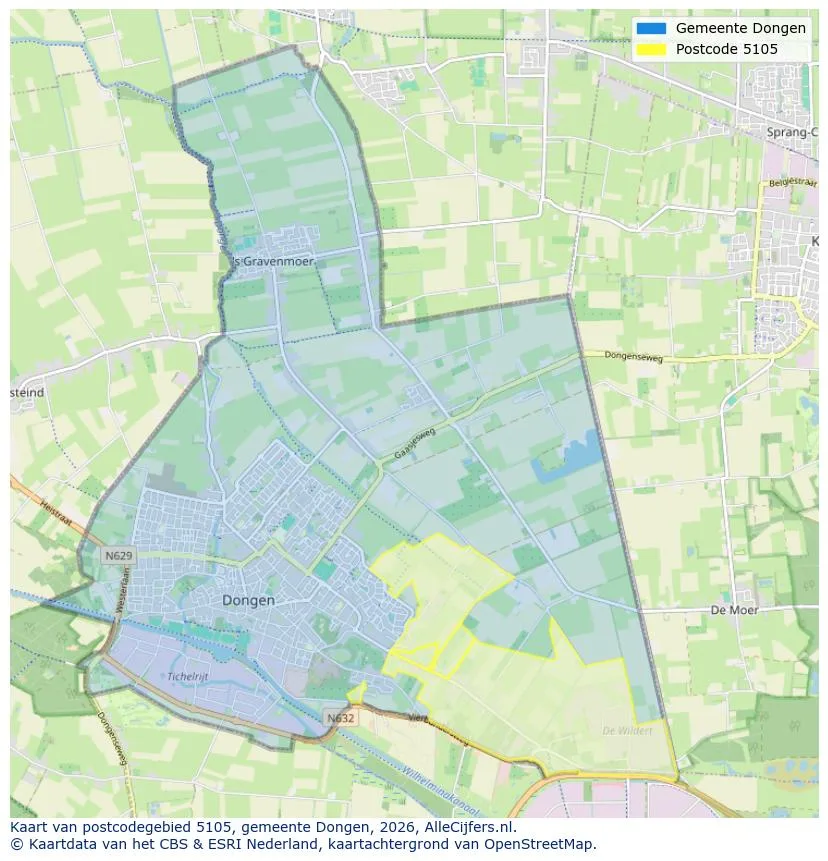 Postcodekaart voor 5105