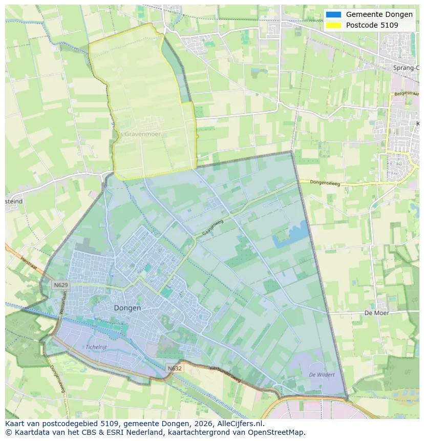 Mapa de códigos postales para 5109