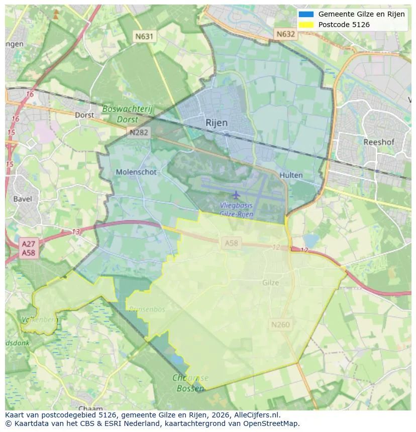 Postcodekaart voor 5126