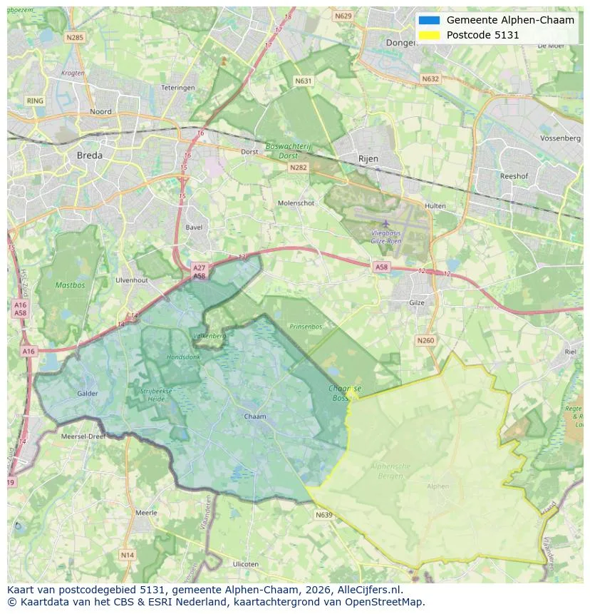 Postcodekaart voor 5131