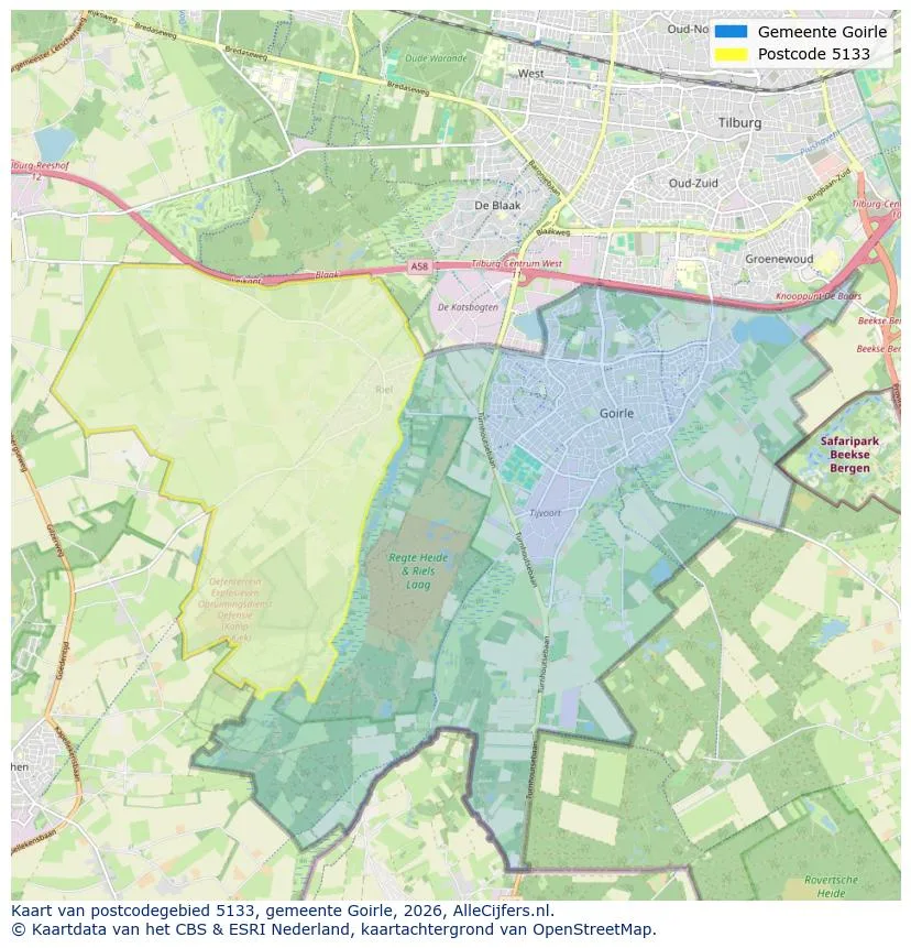 Postcodekaart voor 5133