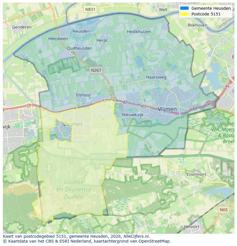 Postcodekaart voor 5151
