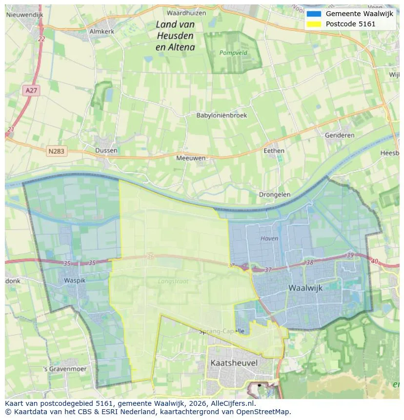 Postcodekaart voor 5161