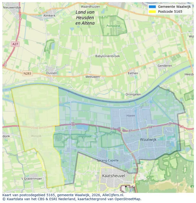 Postcodekaart voor 5165