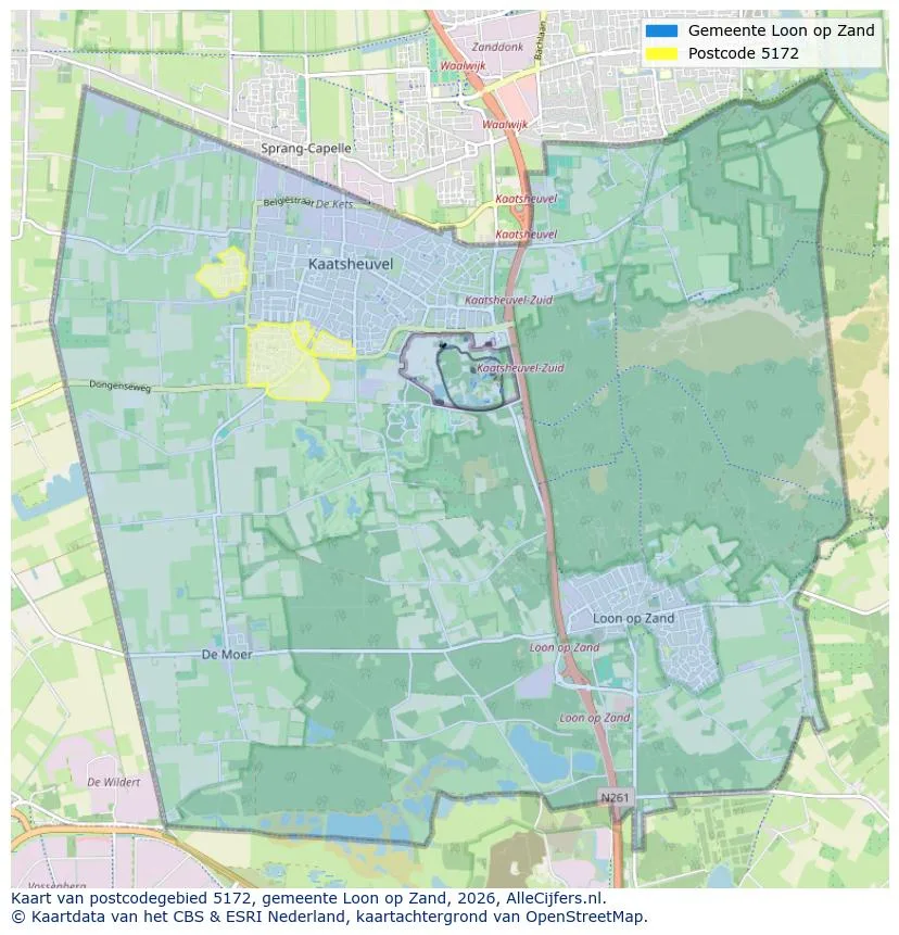 Postcodekaart voor 5172