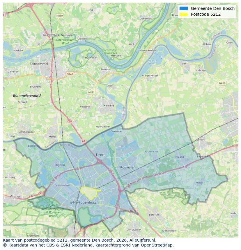 Postcodekaart voor 5212