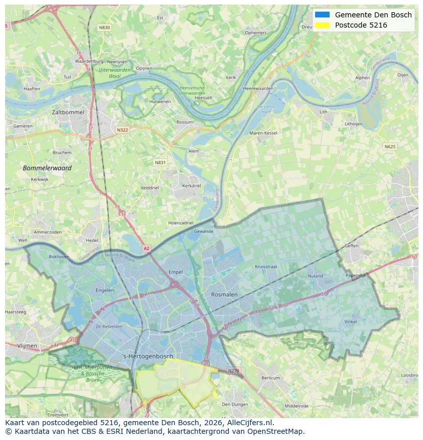 Postcodekaart voor 5216