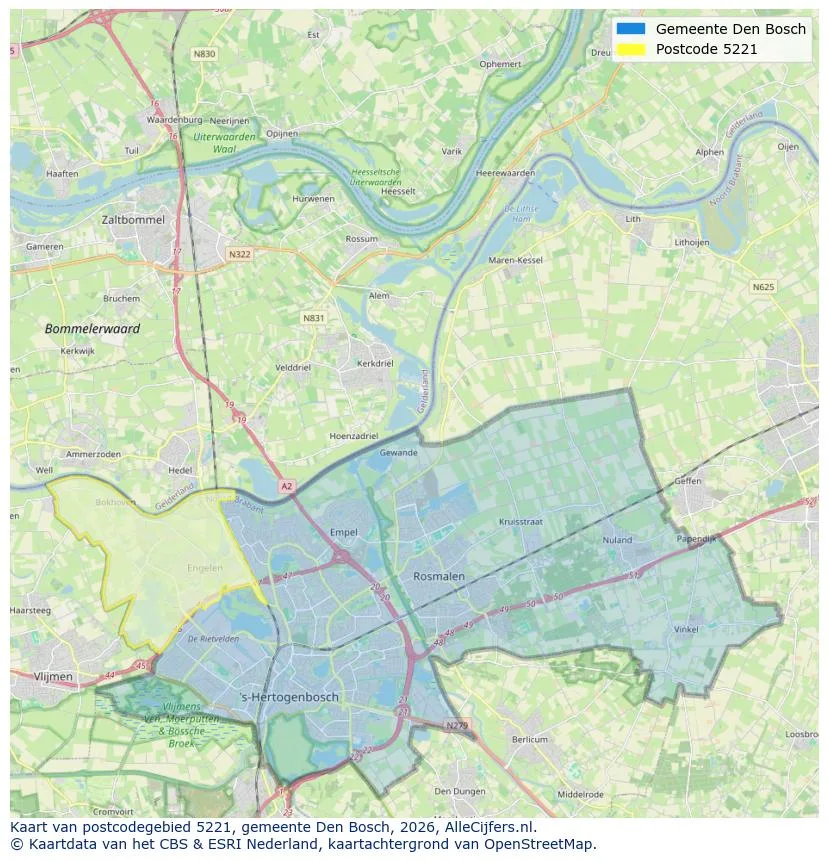 Postcodekaart voor 5221