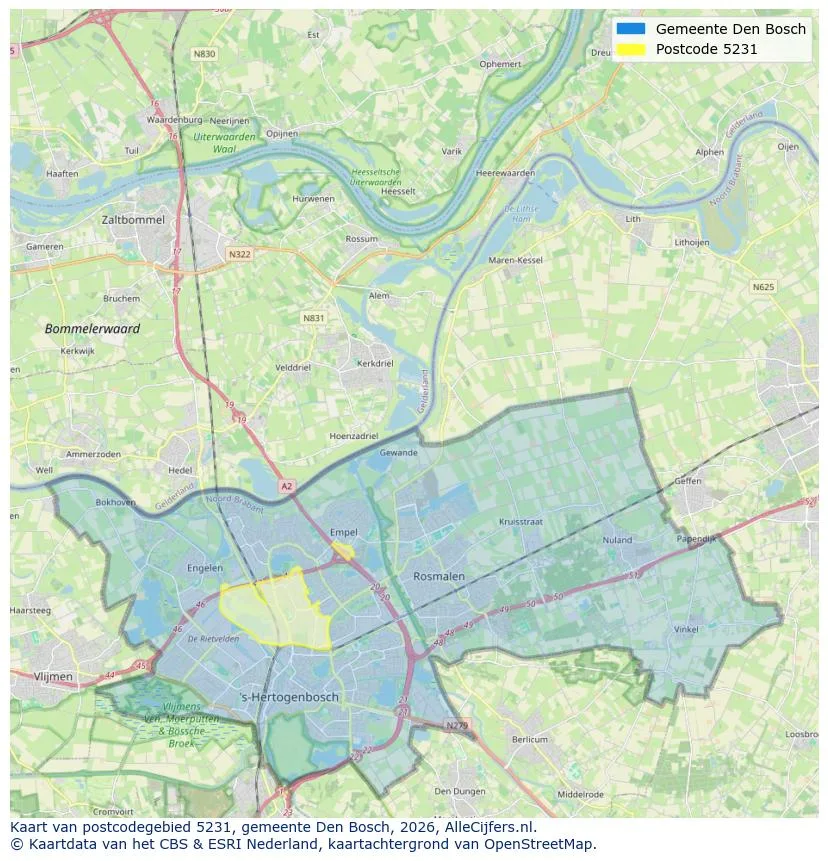 Postcodekaart voor 5231
