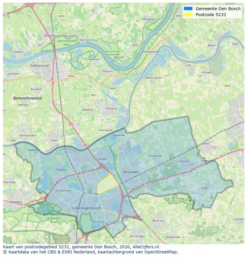 Postcodekaart voor 5232