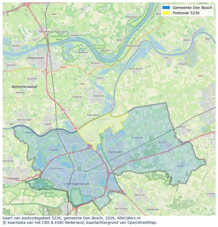 Postcodekaart voor 5236