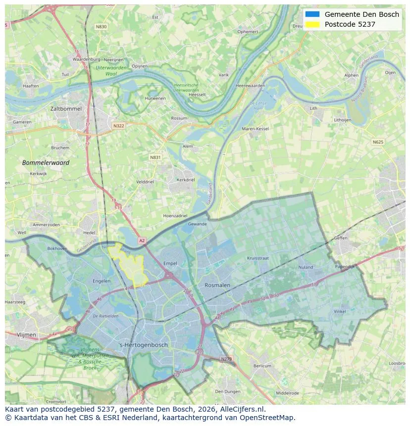 Postcodekaart voor 5237