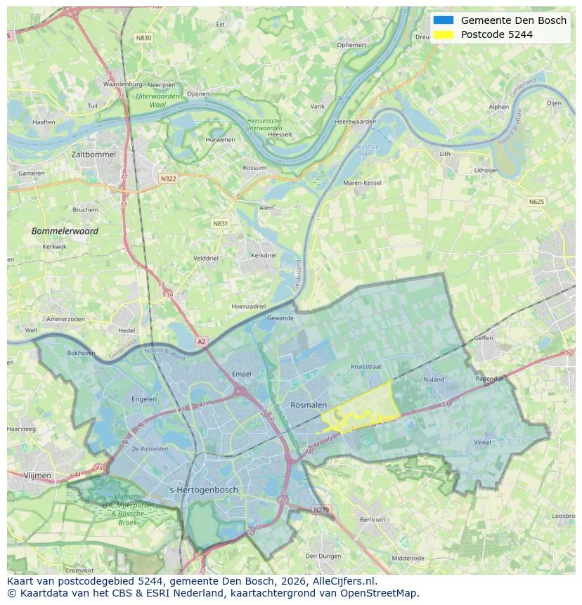 Postcodekaart voor 5244