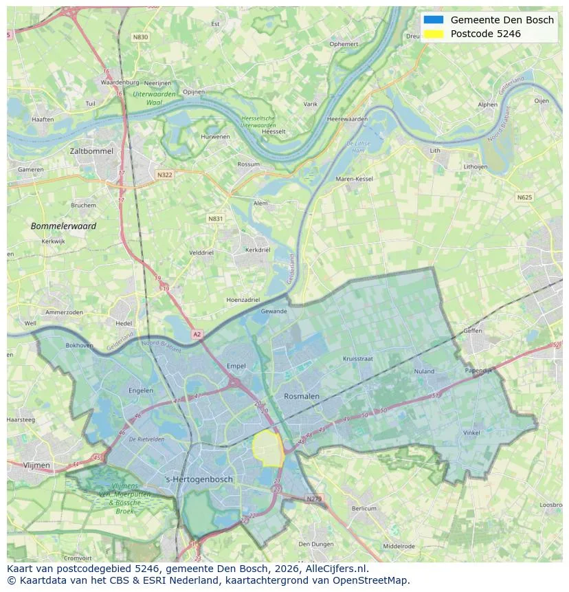 Postcodekaart voor 5246