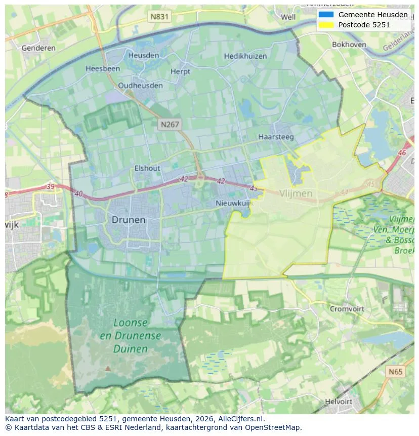 Postcodekaart voor 5251