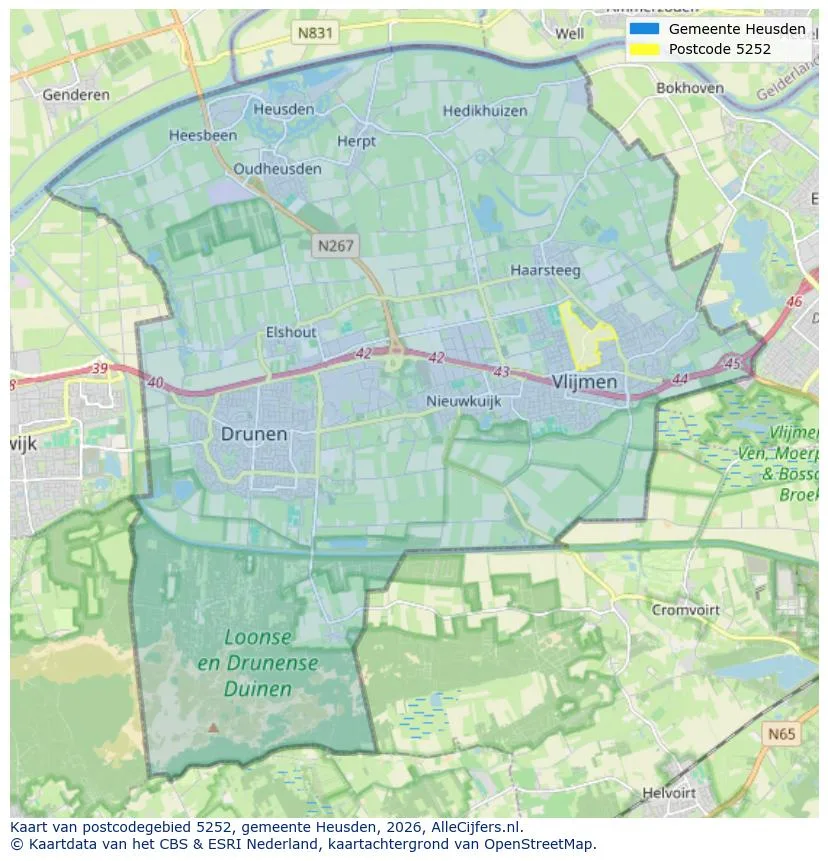 Postcodekaart voor 5252