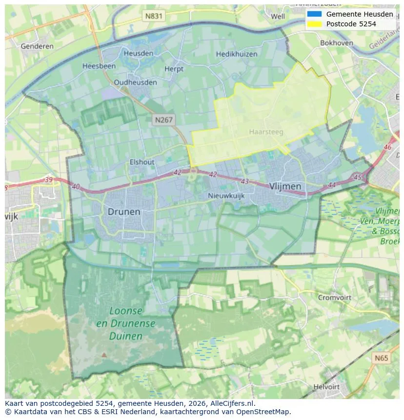 Postcodekaart voor 5254