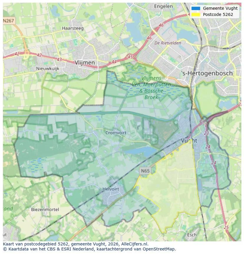 Postcodekaart voor 5262