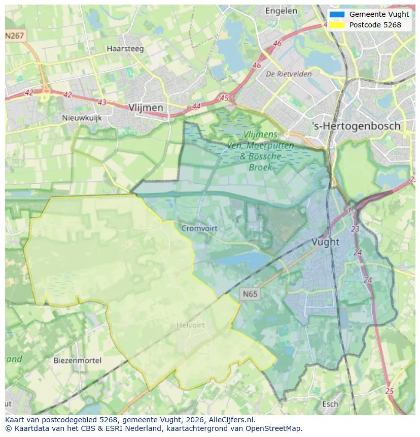 Postcodekaart voor 5268