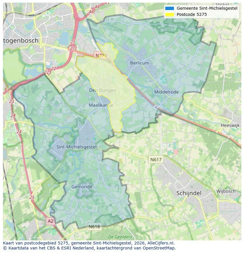 Postcodekaart voor 5275