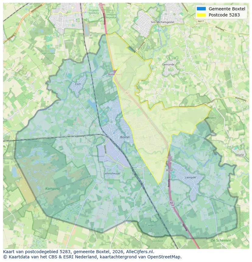 Postcodekaart voor 5283