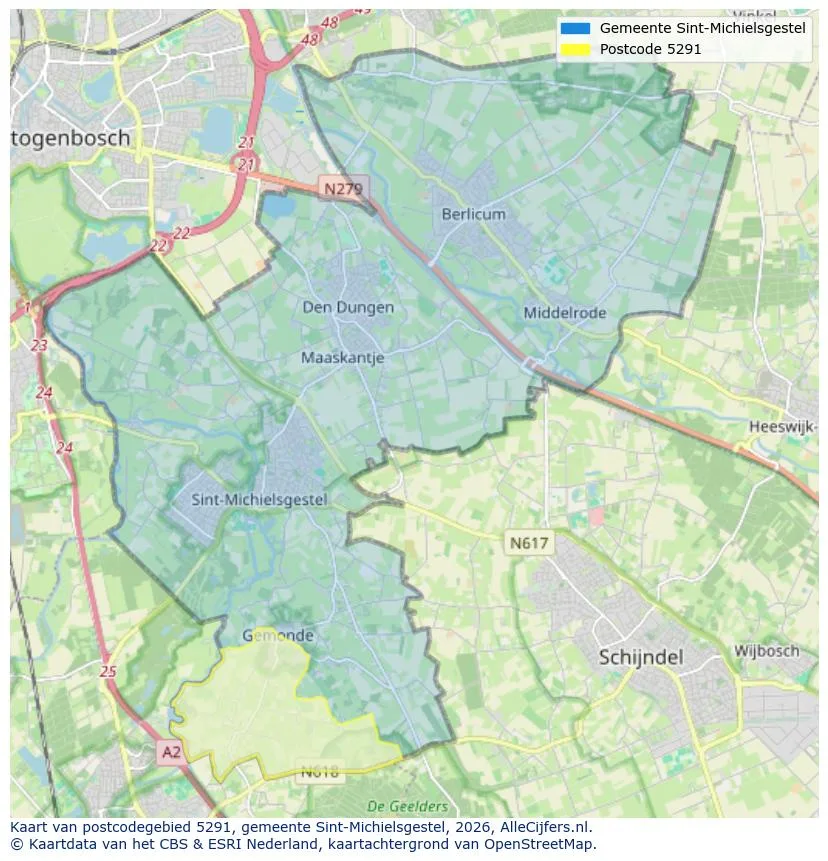 Postcodekaart voor 5291