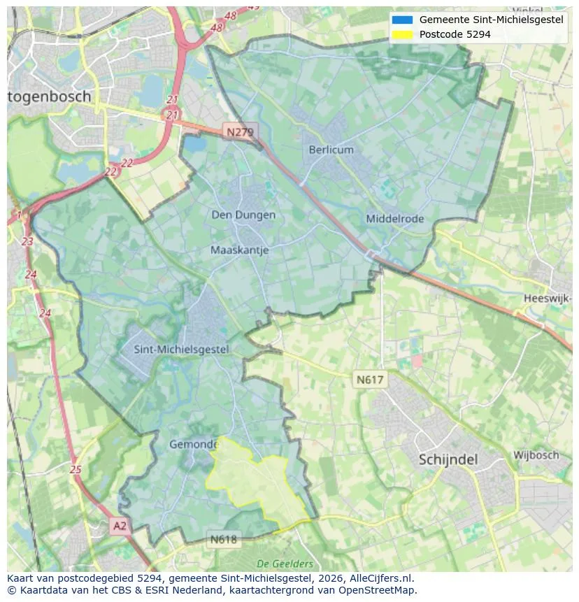 Postcodekaart voor 5294