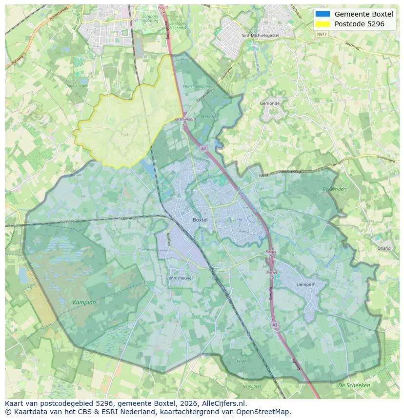 Postcode map for 5296