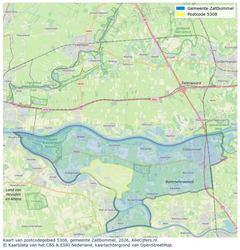 Postcodekaart voor 5308
