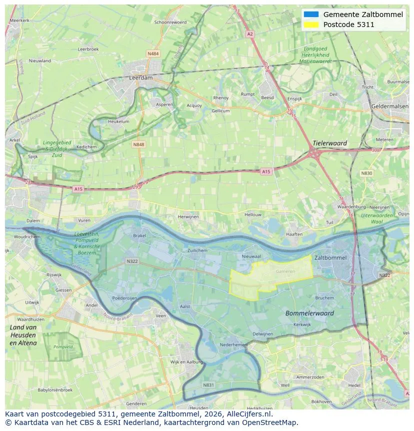 Postcodekaart voor 5311