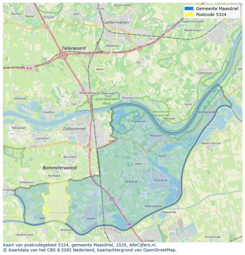 Postcodekaart voor 5324