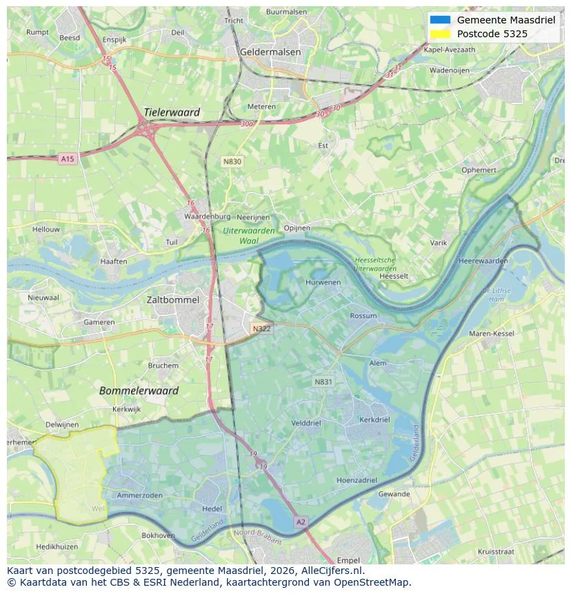 Postcodekaart voor 5325