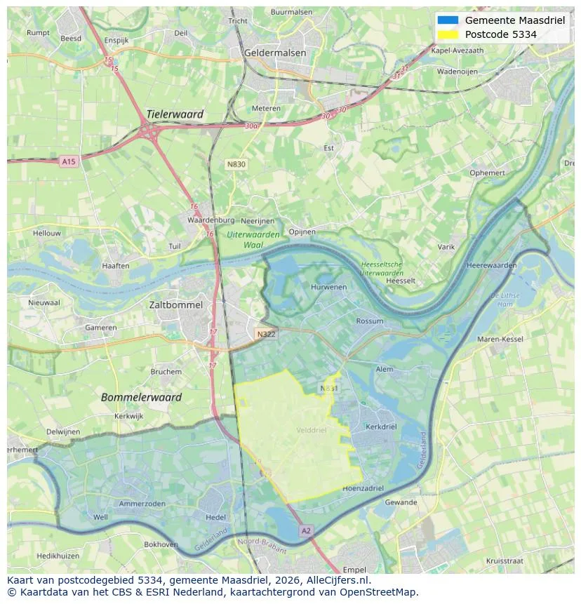 Postcodekaart voor 5334