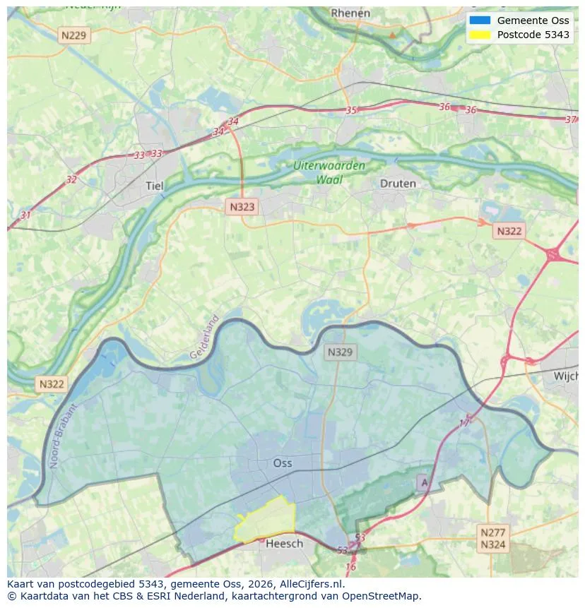 Postcodekaart voor 5343