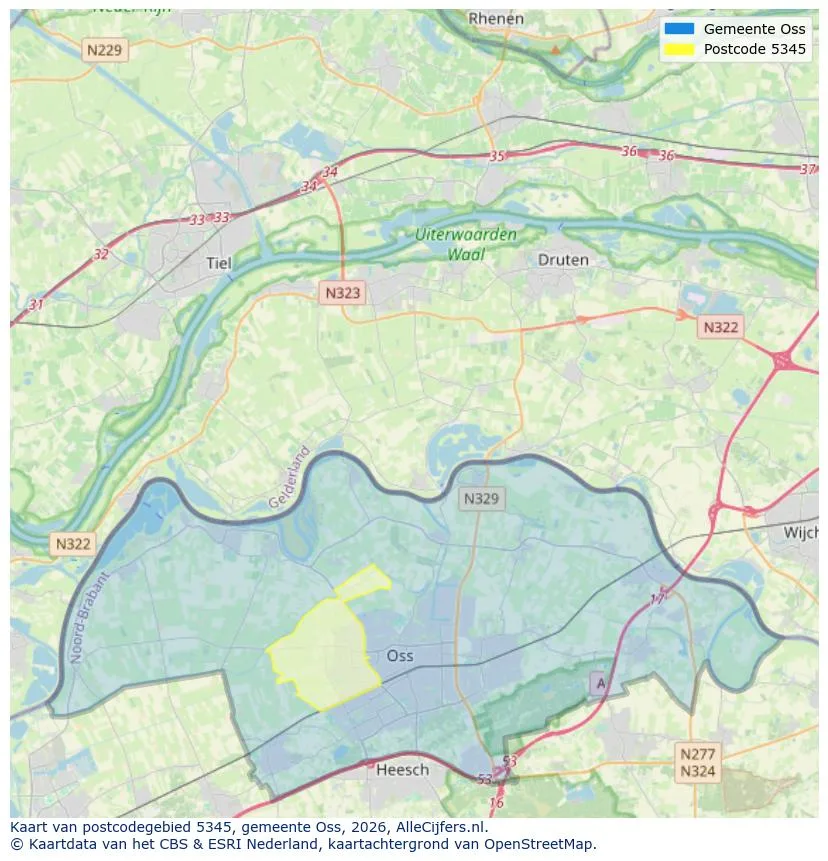 Mapa de códigos postales para 5345