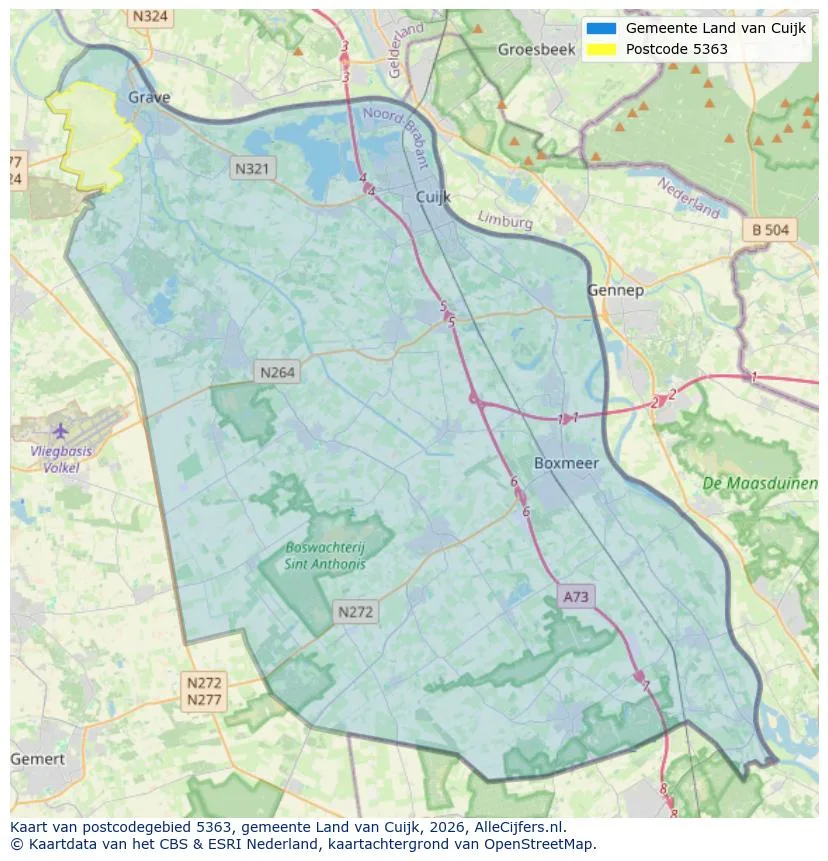 Postcodekaart voor 5363