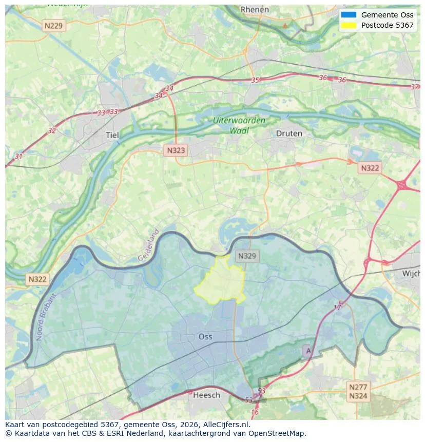 Postcodekaart voor 5367