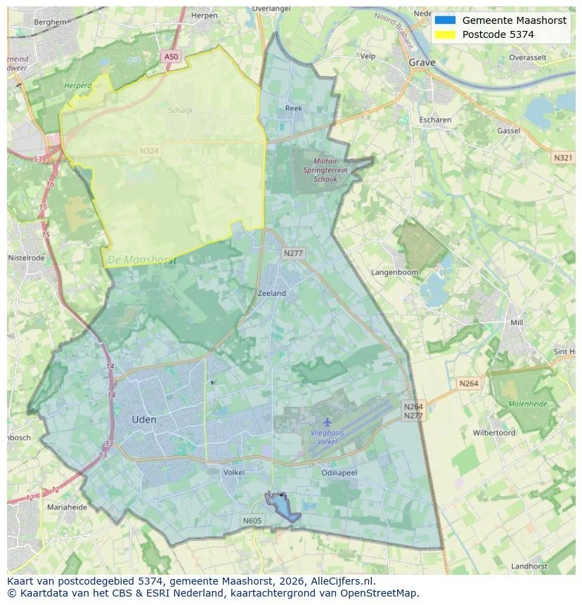 Postcodekaart voor 5374