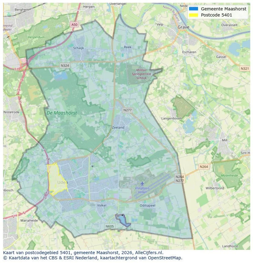 Mapa de códigos postales para 5401