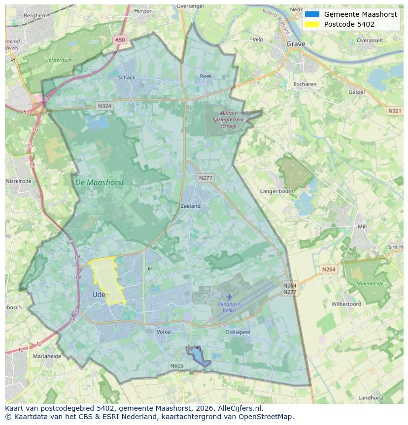 Mapa de códigos postales para 5402