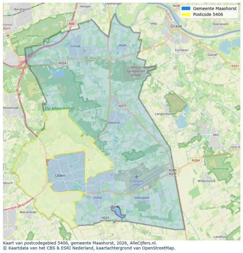 Postcodekaart voor 5406