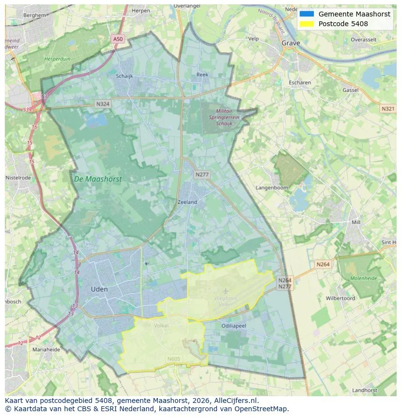 Postcodekaart voor 5408