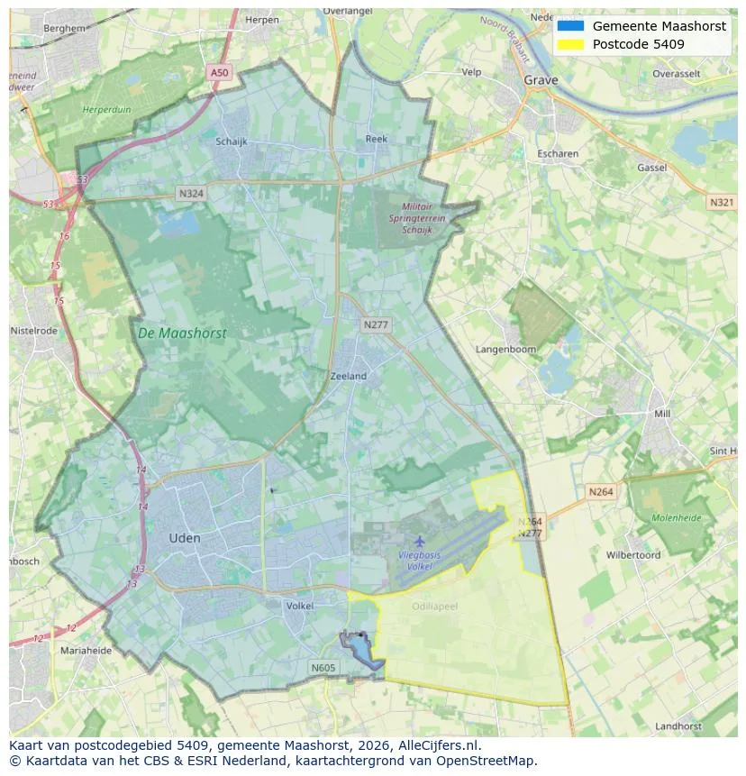 Postcodekaart voor 5409