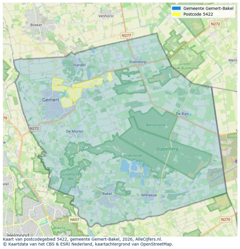 Postcodekaart voor 5422