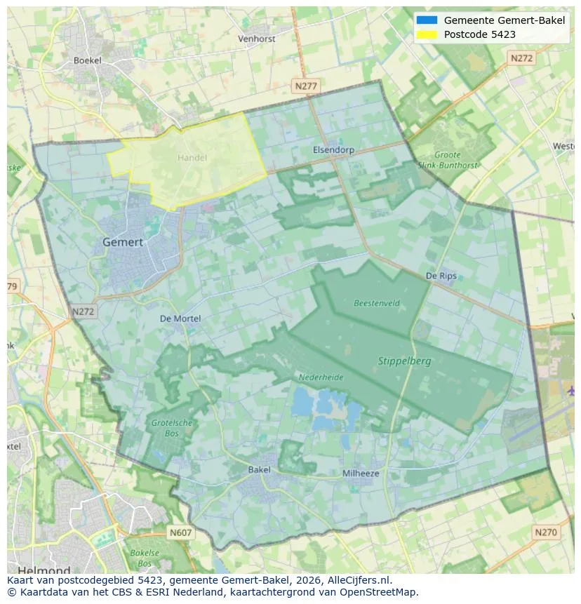 Postcodekaart voor 5423