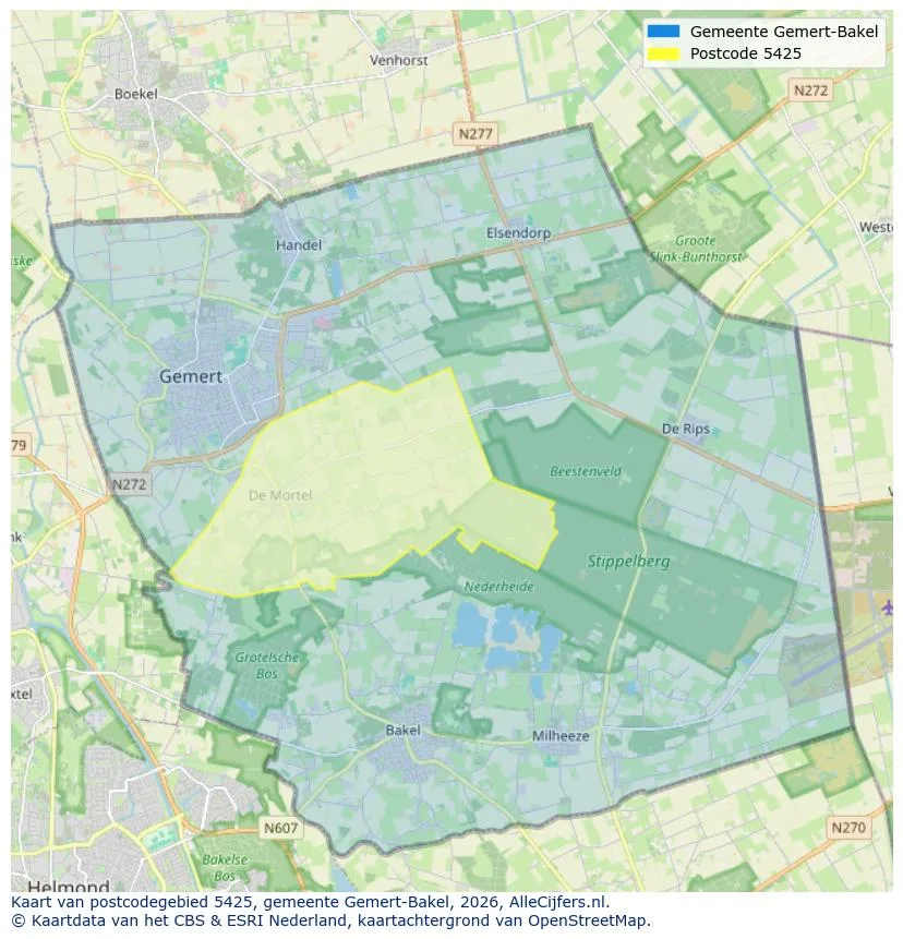 Postcodekaart voor 5425